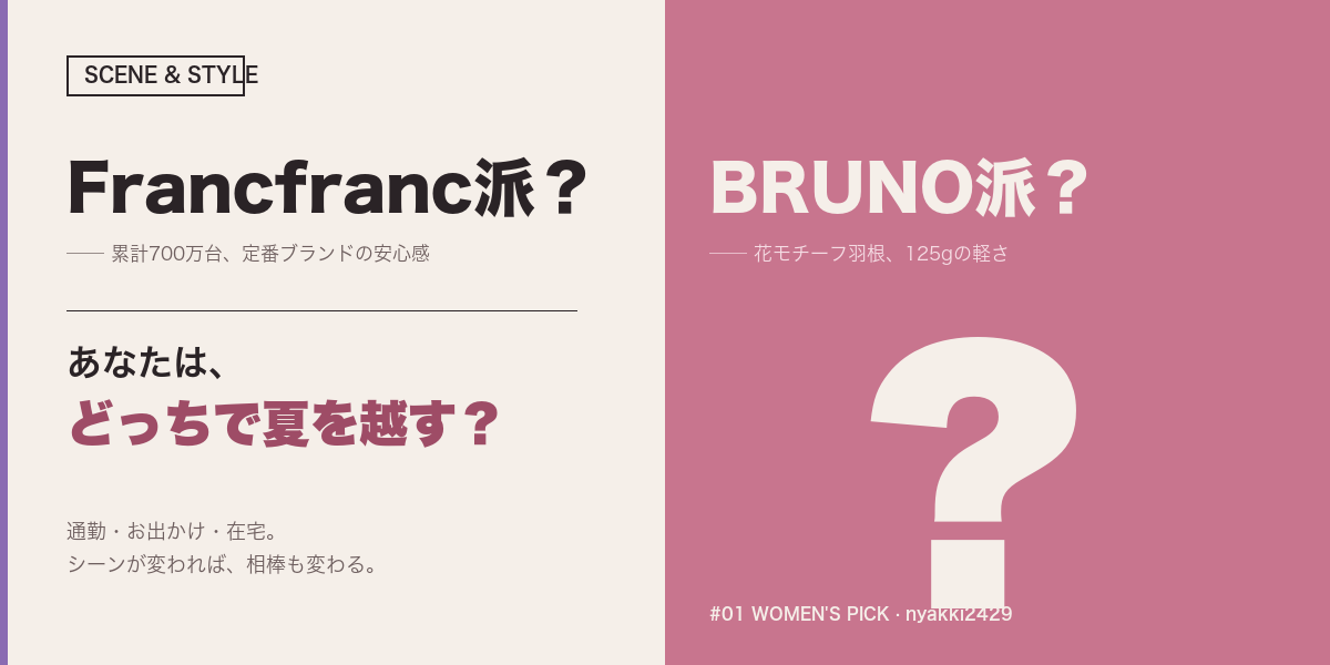 Francfranc派かBRUNO派かシーン別